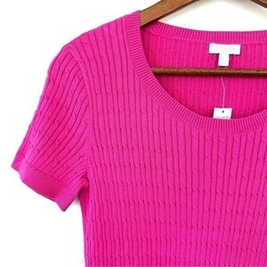 Talbots baby cable knit sweater, scoop neckline & short sleeves, 💯 cotton